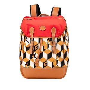 Gucci Nylon Leather Interlocking G Backpack Brown
